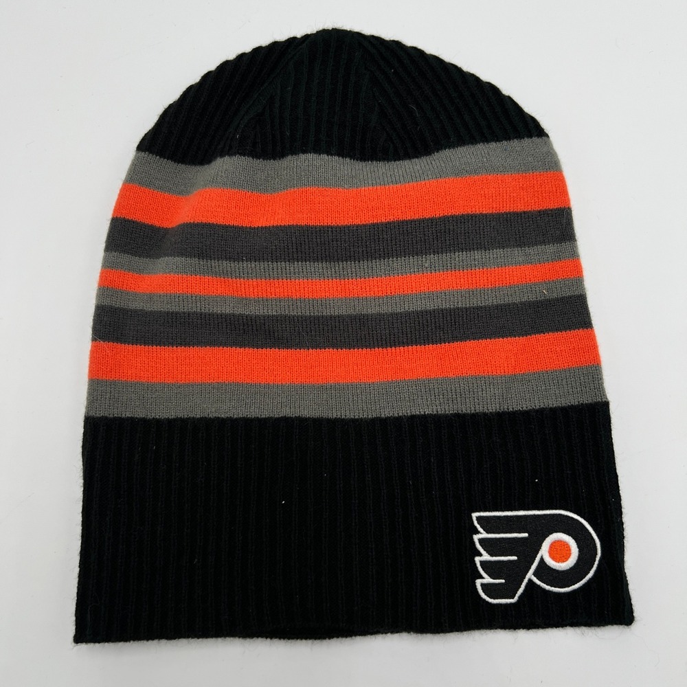 Fanatics Philadelphia Flyers NHL Striped Knit Beanie Hat Black Orange OSFM New